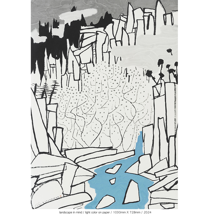 Jang Byeong Eun · Eastbrush · 张炳彥 · Landscape_in_mind · light_color_on_paper · 1030mm_x_728mm · 2024